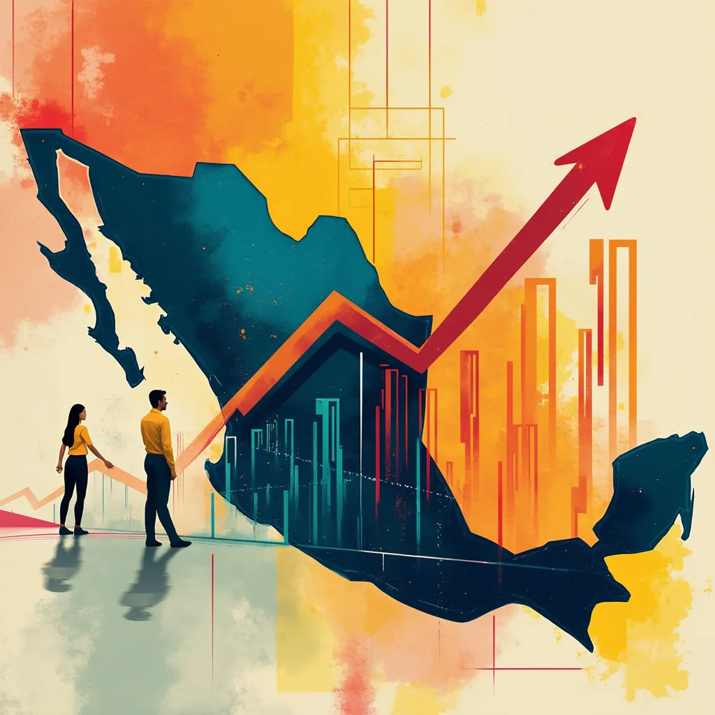 Gráfico abstracto simbolizando el crecimiento y la visión futura del mercado inmobiliario mexicano